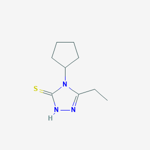 molecular formula C9H15N3S B13158577 4-Cyclopentyl-5-ethyl-4H-1,2,4-triazole-3-thiol 