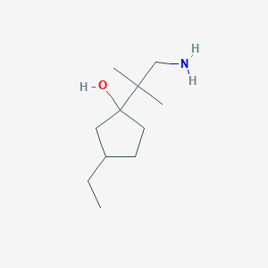 molecular formula C11H23NO B13158597 1-(1-Amino-2-methylpropan-2-yl)-3-ethylcyclopentan-1-ol 