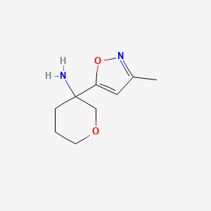 molecular formula C9H14N2O2 B13158622 3-(3-Methyl-1,2-oxazol-5-yl)oxan-3-amine 