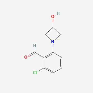 molecular formula C10H10ClNO2 B13158633 2-Chloro-6-(3-hydroxyazetidin-1-yl)benzaldehyde 