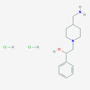 molecular formula C14H24Cl2N2O B13158670 2-[4-(Aminomethyl)piperidin-1-yl]-1-phenylethan-1-ol dihydrochloride 