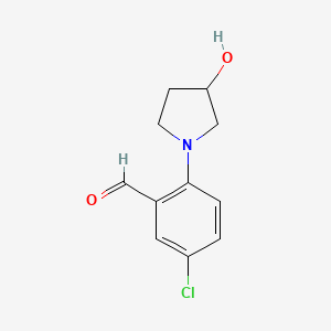 molecular formula C11H12ClNO2 B13158697 5-Chloro-2-(3-hydroxypyrrolidin-1-yl)benzaldehyde 