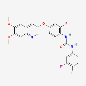 molecular formula C24H18F3N3O4 B13158720 1-(3,4-Difluorophenyl)-3-(4-((6,7-dimethoxyquinolin-3-yl)oxy)-2-fluorophenyl)urea 