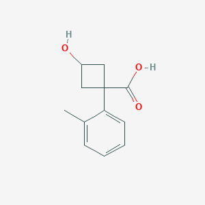 molecular formula C12H14O3 B13158751 3-Hydroxy-1-(2-methylphenyl)cyclobutane-1-carboxylic acid 