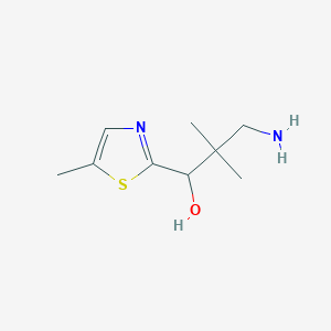 molecular formula C9H16N2OS B13158782 3-Amino-2,2-dimethyl-1-(5-methyl-1,3-thiazol-2-yl)propan-1-ol 