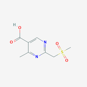 molecular formula C8H10N2O4S B13158796 2-(Methanesulfonylmethyl)-4-methylpyrimidine-5-carboxylicacid 