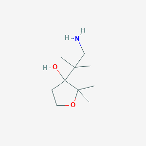 molecular formula C10H21NO2 B13158834 3-(1-Amino-2-methylpropan-2-yl)-2,2-dimethyloxolan-3-ol 