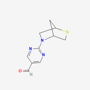 molecular formula C10H11N3OS B13158865 2-{2-Thia-5-azabicyclo[2.2.1]heptan-5-yl}pyrimidine-5-carbaldehyde 