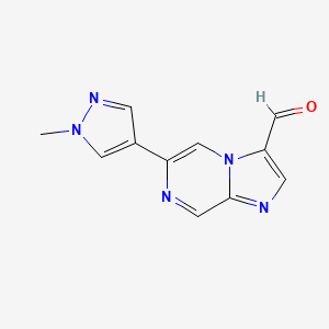 molecular formula C11H9N5O B13158891 6-(1-Methyl-1H-pyrazol-4-yl)imidazo[1,2-a]pyrazine-3-carbaldehyde 