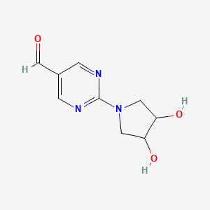 molecular formula C9H11N3O3 B13158906 2-(3,4-Dihydroxypyrrolidin-1-yl)pyrimidine-5-carbaldehyde 