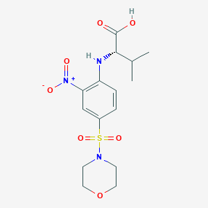 molecular formula C15H21N3O7S B13159038 (2S)-3-Methyl-2-{[4-(morpholine-4-sulfonyl)-2-nitrophenyl]amino}butanoic acid 