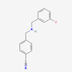 molecular formula C15H13FN2 B13159049 4-({[(3-Fluorophenyl)methyl]amino}methyl)benzonitrile 