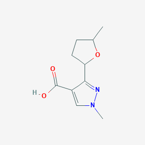 molecular formula C10H14N2O3 B13159077 1-Methyl-3-(5-methyloxolan-2-yl)-1H-pyrazole-4-carboxylic acid 