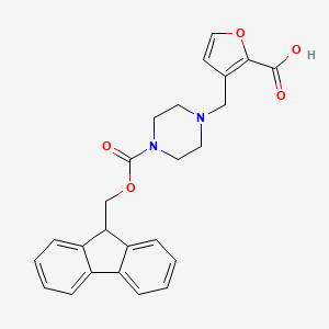 molecular formula C25H24N2O5 B13159084 3-[[4-(9H-fluoren-9-ylmethoxycarbonyl)piperazin-1-yl]methyl]furan-2-carboxylic acid 