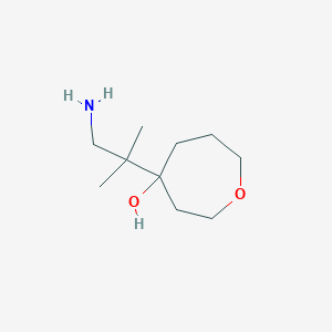 molecular formula C10H21NO2 B13159101 4-(1-Amino-2-methylpropan-2-YL)oxepan-4-OL 