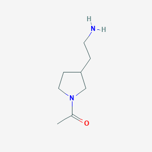 molecular formula C8H16N2O B13159105 1-[3-(2-Aminoethyl)pyrrolidin-1-yl]ethan-1-one 