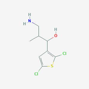 molecular formula C8H11Cl2NOS B13159139 3-Amino-1-(2,5-dichlorothiophen-3-yl)-2-methylpropan-1-ol 