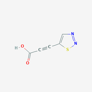 molecular formula C5H2N2O2S B13159160 3-(1,2,3-Thiadiazol-5-yl)propiolic acid 