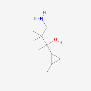 molecular formula C10H19NO B13159173 1-[1-(Aminomethyl)cyclopropyl]-1-(2-methylcyclopropyl)ethan-1-ol 