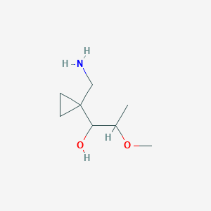 molecular formula C8H17NO2 B13159228 1-[1-(Aminomethyl)cyclopropyl]-2-methoxypropan-1-ol 