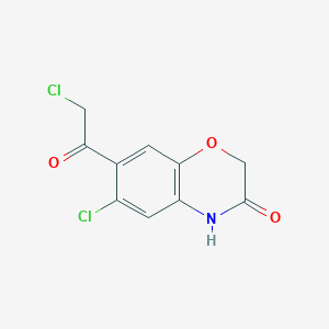 molecular formula C10H7Cl2NO3 B13159236 6-chloro-7-(chloroacetyl)-2H-1,4-benzoxazin-3(4H)-one 