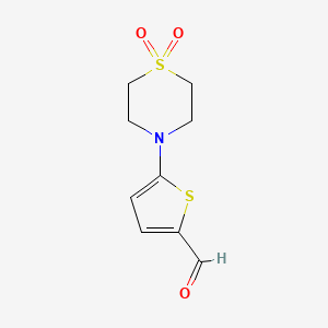 molecular formula C9H11NO3S2 B13159265 5-(1,1-Dioxidothiomorpholino)thiophene-2-carbaldehyde 