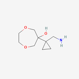 molecular formula C9H17NO3 B13159382 6-[1-(Aminomethyl)cyclopropyl]-1,4-dioxepan-6-ol 