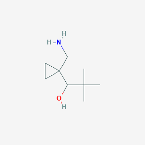 molecular formula C9H19NO B13159390 1-[1-(Aminomethyl)cyclopropyl]-2,2-dimethyl-propan-1-ol 