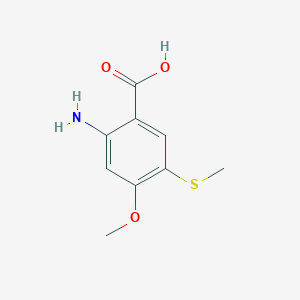 molecular formula C9H11NO3S B13159416 2-Amino-4-methoxy-5-(methylsulfanyl)benzoic acid CAS No. 1258640-52-6