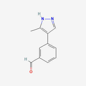 molecular formula C11H10N2O B13159514 3-(5-methyl-1H-pyrazol-4-yl)benzaldehyde 