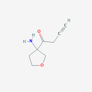 molecular formula C8H11NO2 B13159545 1-(3-Aminooxolan-3-yl)but-3-yn-1-one 