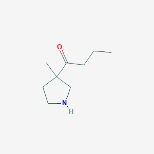 molecular formula C9H17NO B13159673 1-(3-Methylpyrrolidin-3-yl)butan-1-one 