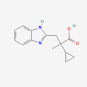 molecular formula C14H16N2O2 B13159724 3-(1H-benzimidazol-2-yl)-2-cyclopropyl-2-methylpropanoic acid 