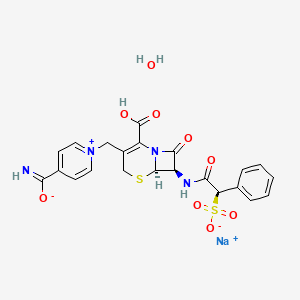 sodium;1-[[(6R,7R)-2-carboxy-8-oxo-7-[[(2R)-2-phenyl-2-sulfonatoacetyl]amino]-5-thia-1-azabicyclo[4.2.0]oct-2-en-3-yl]methyl]pyridin-1-ium-4-carboximidate;hydrate