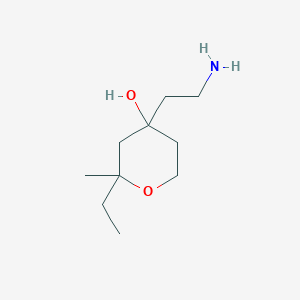 molecular formula C10H21NO2 B13159863 4-(2-Aminoethyl)-2-ethyl-2-methyloxan-4-OL 