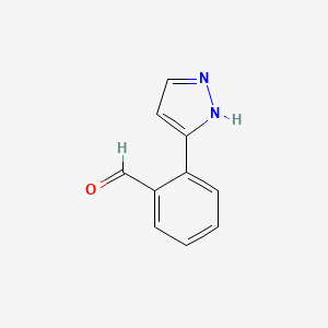 molecular formula C10H8N2O B13159891 2-(1H-pyrazol-3-yl)benzaldehyde 