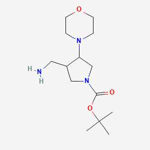 molecular formula C14H27N3O3 B13159927 Tert-butyl 3-(aminomethyl)-4-(morpholin-4-yl)pyrrolidine-1-carboxylate 