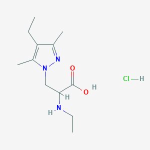 molecular formula C12H22ClN3O2 B13159932 3-(4-ethyl-3,5-dimethyl-1H-pyrazol-1-yl)-2-(ethylamino)propanoic acid hydrochloride 