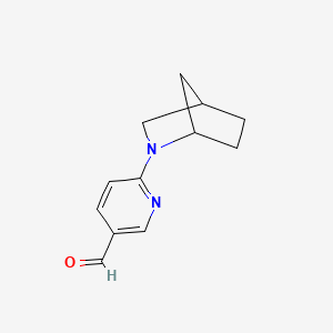 molecular formula C12H14N2O B13160006 6-(2-Azabicyclo[2.2.1]heptan-2-YL)pyridine-3-carbaldehyde 