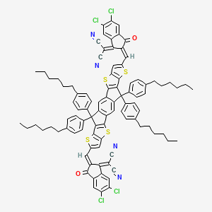 2-[(2E)-5,6-dichloro-2-[[20-[(E)-[5,6-dichloro-1-(dicyanomethylidene)-3-oxoinden-2-ylidene]methyl]-12,12,24,24-tetrakis(4-hexylphenyl)-5,9,17,21-tetrathiaheptacyclo[13.9.0.03,13.04,11.06,10.016,23.018,22]tetracosa-1(15),2,4(11),6(10),7,13,16(23),18(22),19-nonaen-8-yl]methylidene]-3-oxoinden-1-ylidene]propanedinitrile