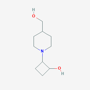 molecular formula C10H19NO2 B13160153 2-[4-(Hydroxymethyl)piperidin-1-yl]cyclobutan-1-ol 