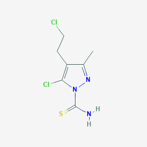 molecular formula C7H9Cl2N3S B13160176 5-chloro-4-(2-chloroethyl)-3-methyl-1H-pyrazole-1-carbothioamide 