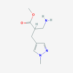 molecular formula C9H15N3O2 B13160202 Methyl3-amino-2-[(1-methyl-1H-pyrazol-4-yl)methyl]propanoate 