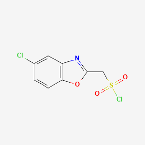 molecular formula C8H5Cl2NO3S B13160256 (5-Chloro-1,3-benzoxazol-2-yl)methanesulfonyl chloride 