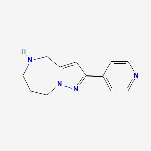 molecular formula C12H14N4 B13160288 2-(Pyridin-4-yl)-5,6,7,8-tetrahydro-4H-pyrazolo[1,5-a][1,4]diazepine 