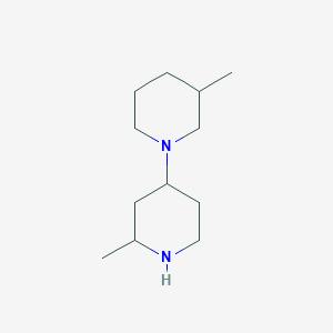 molecular formula C12H24N2 B13160323 3-Methyl-1-(2-methylpiperidin-4-yl)piperidine 