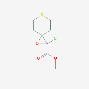 molecular formula C8H11ClO3S B13160365 Methyl 2-chloro-1-oxa-6-thiaspiro[2.5]octane-2-carboxylate 