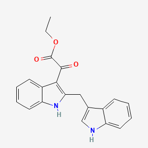 molecular formula C21H18N2O3 B1316037 2-(2-((1H-吲哚-3-基)甲基)-1H-吲哚-3-基)-2-氧代乙酸乙酯 CAS No. 229020-85-3