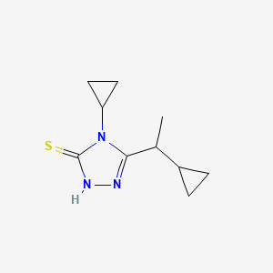 molecular formula C10H15N3S B13160373 4-Cyclopropyl-5-(1-cyclopropylethyl)-4H-1,2,4-triazole-3-thiol 