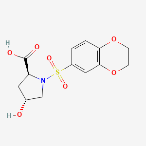 molecular formula C13H15NO7S B13160443 (2S,4R)-1-(2,3-Dihydro-1,4-benzodioxine-6-sulfonyl)-4-hydroxypyrrolidine-2-carboxylic acid 